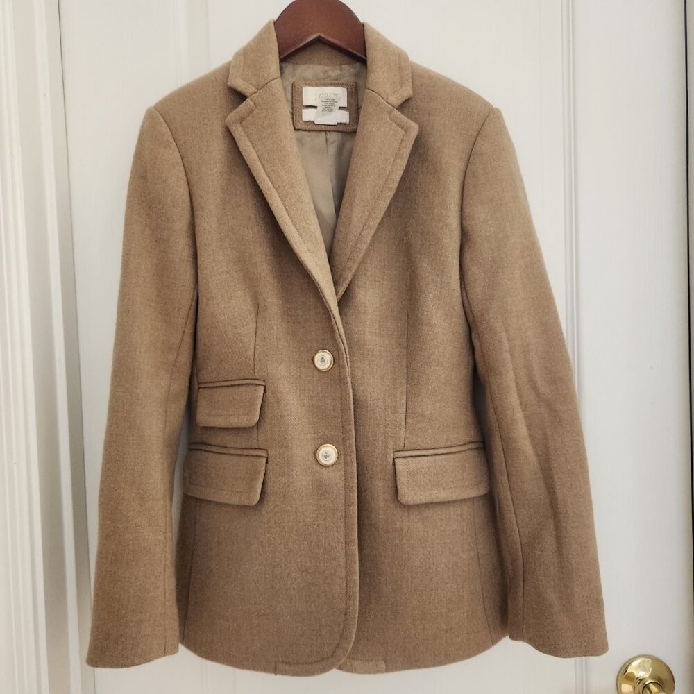 J. Crew Wool Hacking Blazer Camel Size 2 - image 2
